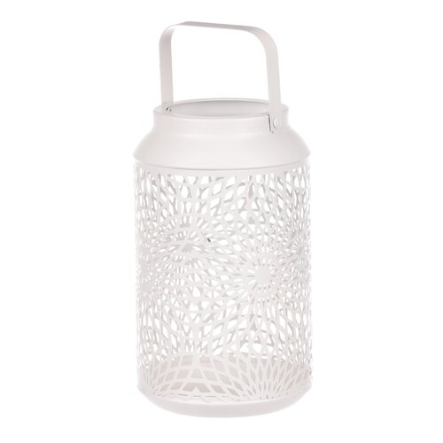 Kovová lucerna, 12 x 21 cm, bela