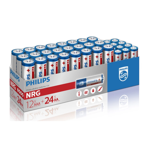 Philips Baterii alcaline, 24 bucăți AA + 12 bucăți AAA
