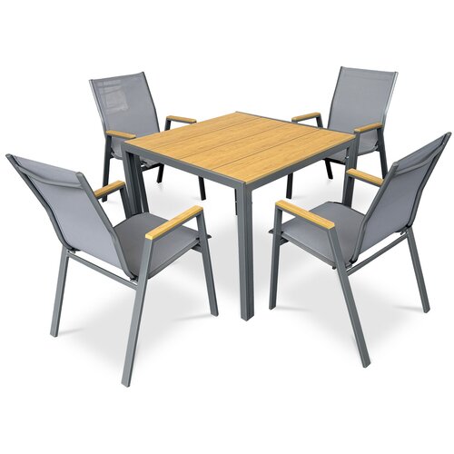 Autronic Krzesło ogrodowe, metal, tkanina, szare,AZC-S1050 GREY