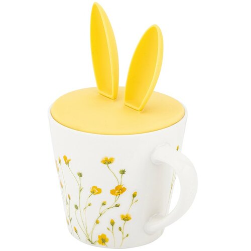 Altom Porcelanasti lonček Marigolds s silikonskimpokrovčkom, 330 ml
