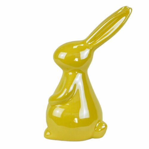 Velikonoční dekorace Žlutý zajíc, keramika, 8,3 x14,3 x 6 cm