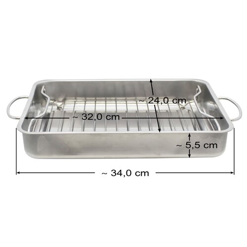 Elo 53434 Basic Nerezová panvica na pečenie sgrilovacím roštom 34 x 24 x 5,5 cm