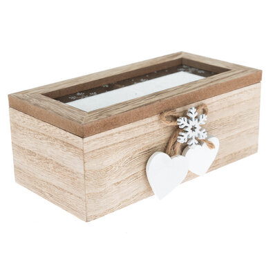 Fa doboz 2 rekesszel Hearts , 18x9x7,3 cm