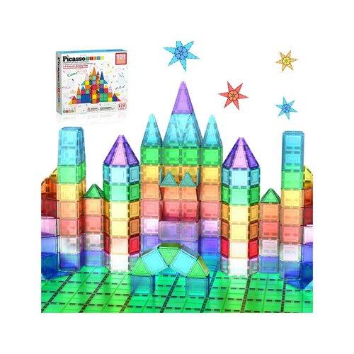 PicassoTiles mágneses építőjáték 101 darab, alapvető építőelemek