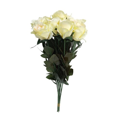 Buchet de trandafiri crem cu verde. 12 buc , h. 65cm