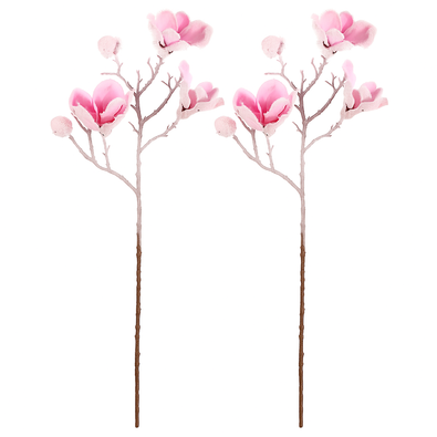 Sada umělé řezané Magnolie, 2 ks, růžová se zasněžením, 65 cm
