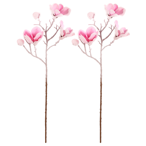 Set de magnolii artificiale tăiate, 2 bucăți, rozcu petale delicate, 65 cm