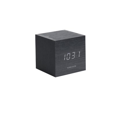Karlsson 5655BK Designowy zegar stołowy LED z budzikiem, 8 x 8 cm