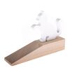 Drewniany ogranicznik do drzwi z białym kotem, naturalny, 17,5 x 10 x 4 cm