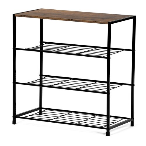 Schuhregal mit 3 Ablagen, Altholz