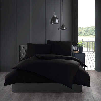 Pościel bawełniana Color czarny 140 x 200 cm, 70 x 90 cm