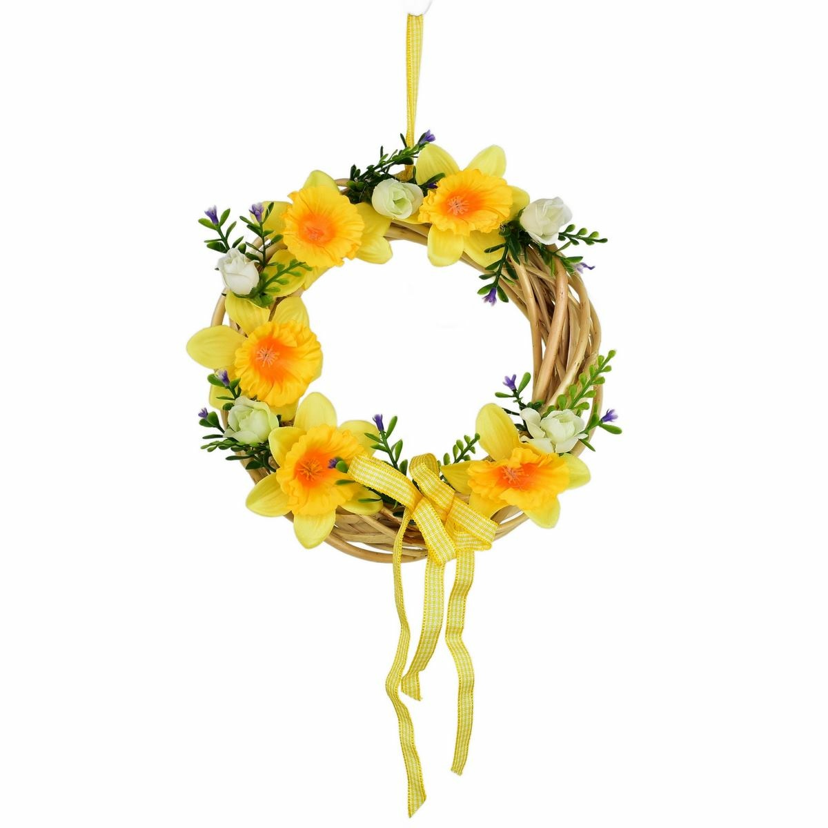 Jarní proutěný věnec žlutý narcis, 20 cm - thumb (1)
