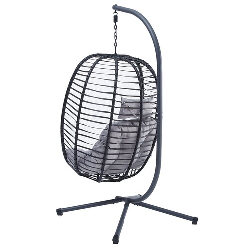 Autronic Wiszące krzesło, metal, polyratan, szary, A Z-V1289 GREY