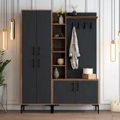 Cuier cu dulap pentru pantofi, rafturi și dulapViyana Walnut and Anthracite