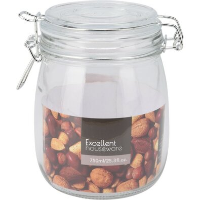 Excellent Houseware Szklanka z klipsem i szklanąpokrywką 750 ml