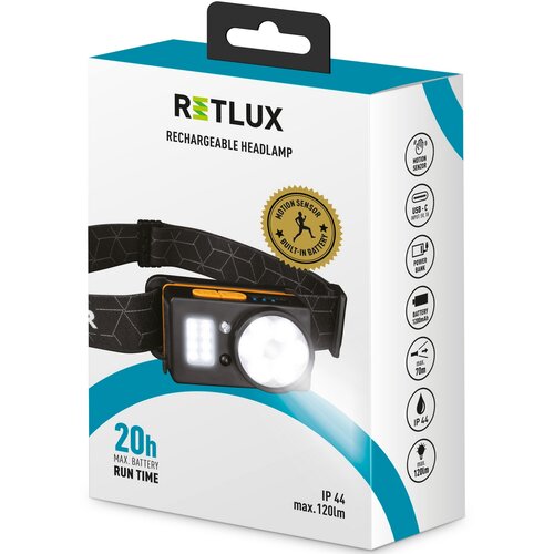 Retlux RPL 702 Outdoor nabíjacia LED COB čelovka, dosvit 70 m, výdrž 20 hodín