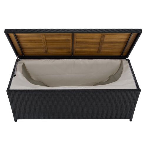 Zahradní úložný box/lavice, černá/přírodní/krémová, BEMUS