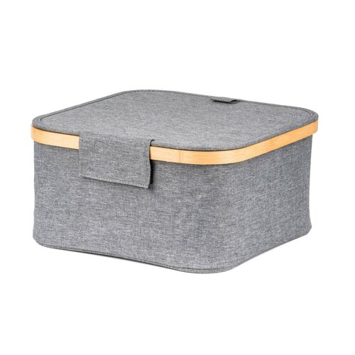 Úložný box G21 30 x 30 x 15 cm, bambusový s vekom, sivý