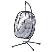 Autronic Závesné kreslo, kov, polyratan, sivá, AZ-V1289 GREY