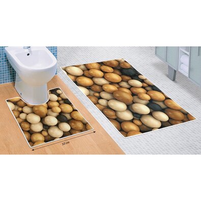 Komplet kopalni predpražnikov Lesene kroglice 3D,60 x 100 cm, 50 x 60 cm
