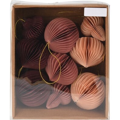 Set de ornamente din hârtie Ornaments roz, 8 cm, 9buc