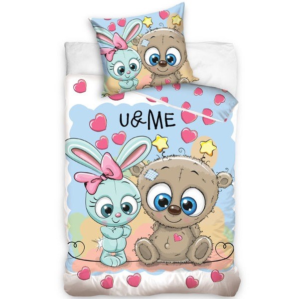 TipTrade Bavlnené obliečky U & Me Cute Friends, 140 x 200 cm, 70 x 80 cm