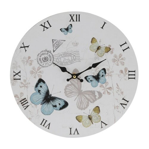 Nástěnné hodiny Butterfly, modrá