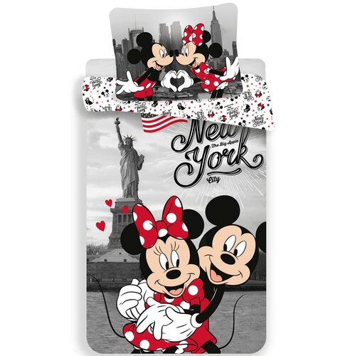 Detské bavlnené obliečky Mickey and Minnie in New York, 140 x 200 cm, 70 x 90 cm