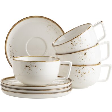 Mäser Set de 8 cești de cafea Pintar White cupuncte maro