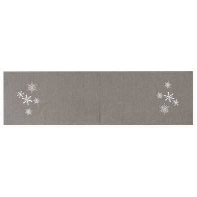 Weihnachtlicher Tischläufer Schneeflocken grau, 40 x 140 cm