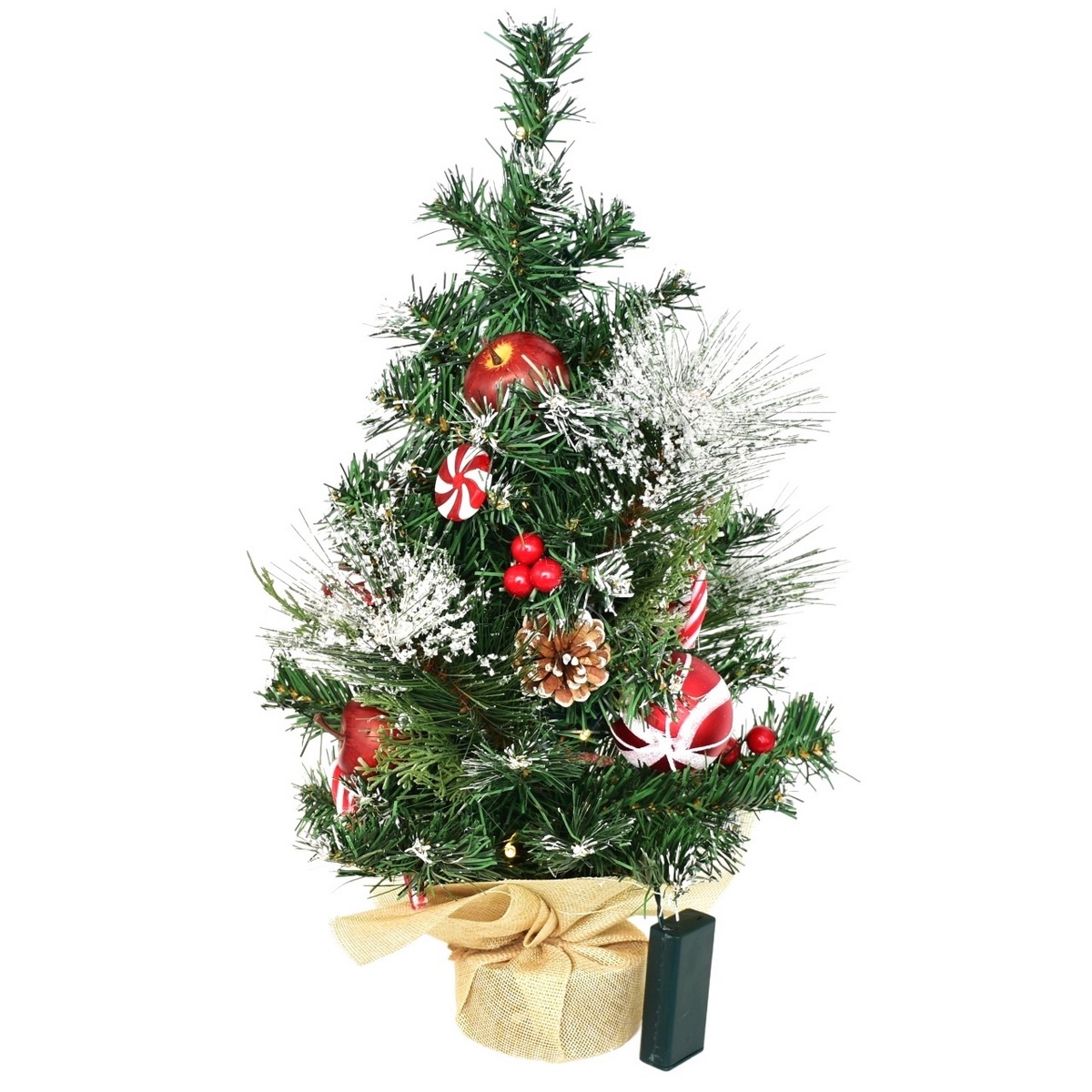 Ozdobiona choinka świąteczna z oświetleniem, 50 cm, 10 diod LED, ciepła biała