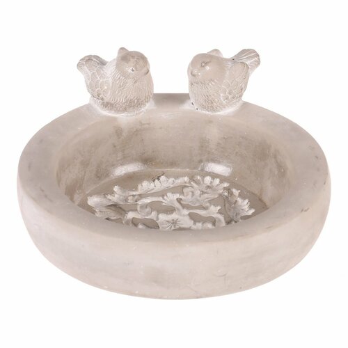 Beton-Vogeltränke Kreis, Grau, 25 x 22 x 12 cm