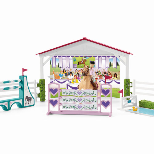 Schleich 42440 Pista de curse cu cai și infirmierecu articulații mobile