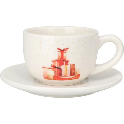 Božična porcelanska skodelica s podstavkom Rdečadarila, 250 ml