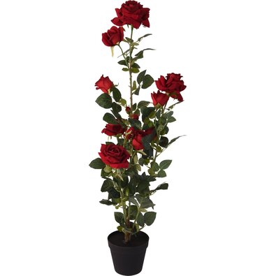 Umelá stromčeková ruža v kvetináči červená, 95 cm