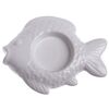 Suport de lumânări de Crăciun din ceramică pentrulumânări de ceai Fish alb, 11 x 2 x 8,5 cm