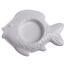 Suport de lumânări de Crăciun din ceramică Fish alb, 11 x 2 x 8,5 cm