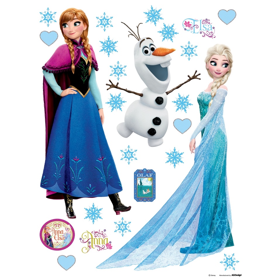 Obrázok AG Design DKs 1095 Disney Frozen Ledové Království, samolepka na zeď do dětského pokoje 30x30 cm