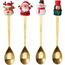 Súprava 4 zlatých lyžičiek s vianočnou ozdobou