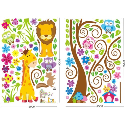 Samolepicí dekorace barevný les zvířat