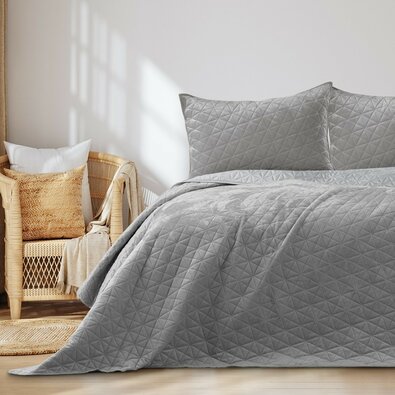 AmeliaHome Prekriv za posteljo Laila srebrna, 220x 240 cm
