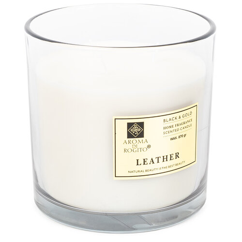 Sveča v steklenem kozarcu Black &amp; Gold,Leather, 870 g