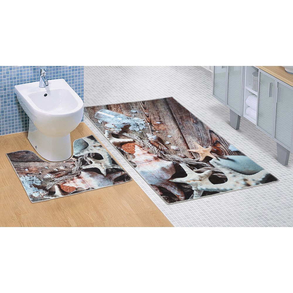 Bellatex Koupelnová předložka Mořské lastury 3D, 60 x 100 + 60 x 50 cm