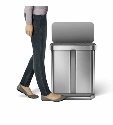 Simplehuman Pedałowy kosz na odpady segregowane 58l, srebrny