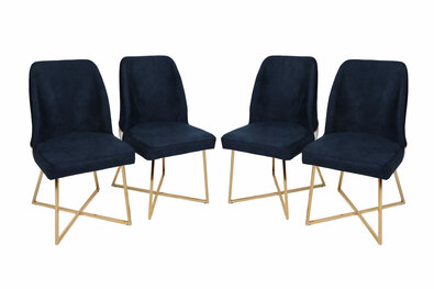 Set de scaune de sufragerie Madrid Dark Blue and Gold, 4 buc.