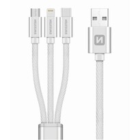 SWISSTEN Univerzální kabel USB 3v1, 1,2 m stříbrná