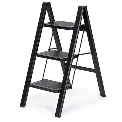 4Home Składane schodki stalowe Steel, 3 stopnie,czarne