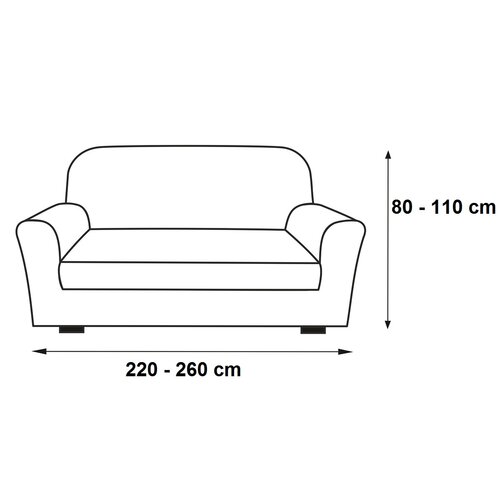 Husă multielastică Contra, pentru canapea, gri, 220 - 260 cm