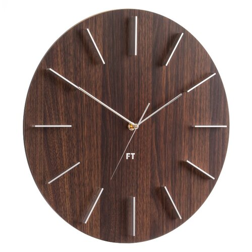 Future Time FT2010WE Round dark natural brown Designové nástěnné hodiny, pr. 40 cm
