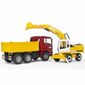 Camion Bruder MAN TGA cu excavator Liebherr, 1:16,73 x 18,5 x 23 cm